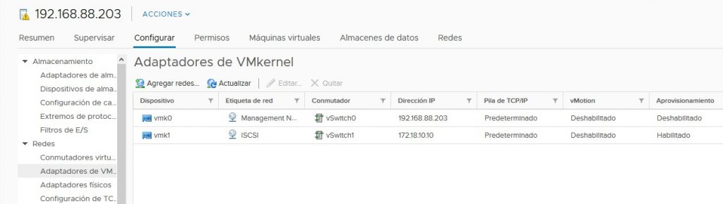 Conexión de ESXi a una LUN vía iSCSI con Standard vSwitches en vSphere ...